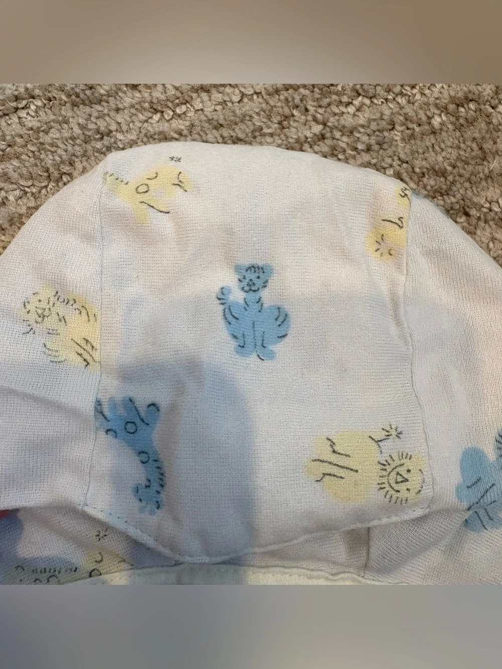 Vintage Blue & Yellow Zoo/Safari Animals Baby Bonnet